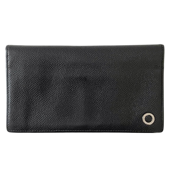 BVLGARI Handbags - Bvlgari black grain leather circle logo long bifold wallet